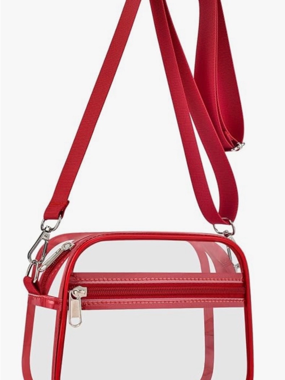 Red Clear Crossbody Bag with Adjustable Strap
